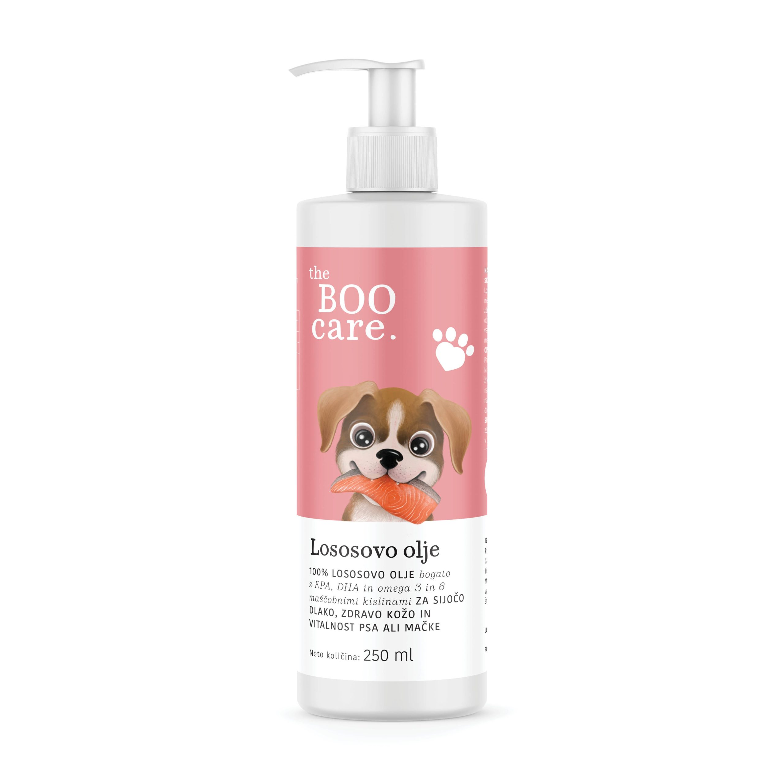 BOO CARE Lososovo olje za pse in mačke – 100% naravno dopolnilo BOO CARE Lososovo olje za pse in mačke – 250 ml s pumpico